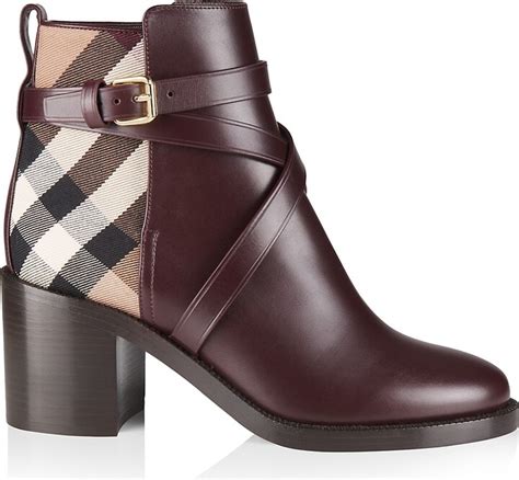 burberry house check leather bootie|Burberry pryle house ankle boots.